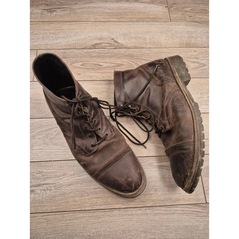Thursday Boot Company Casa Moto‎ Brown Leather Combat Boots Rugged Lace Up Sz 14